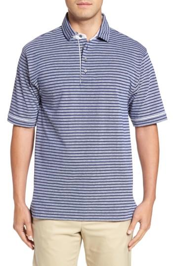 Men's Bobby Jones Liquid Cotton Bird's Eye Stripe Polo - Blue