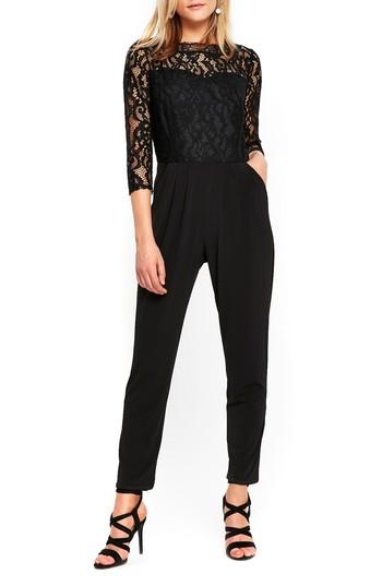 Women's Wallis Lace Bodice Bateau Neck Jumpsuit Us / 8 Uk - Black