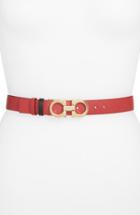 Women's Salvatore Ferragamo 'tissu' Reversible Saffiano Calfskin Leather Belt 0 - Rosso/ Nero