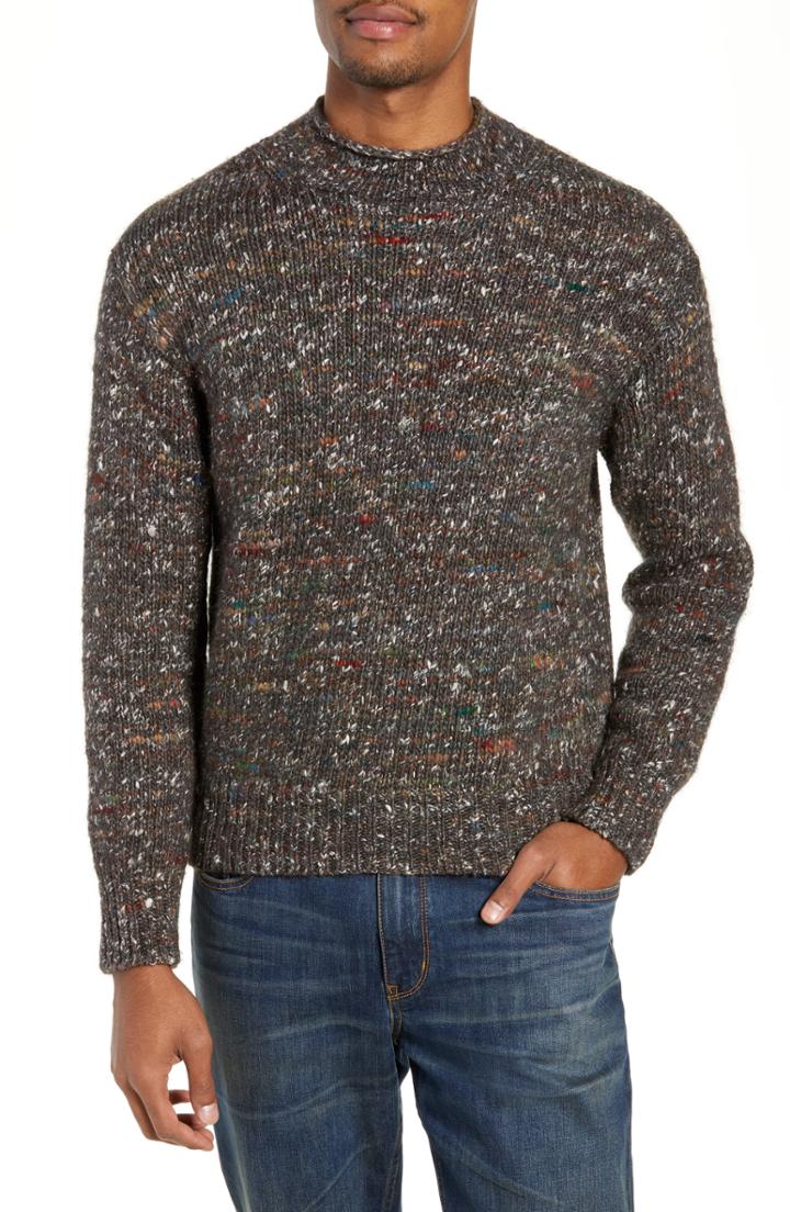 Men's Frye Roll Neck Donegal Sweater - Grey
