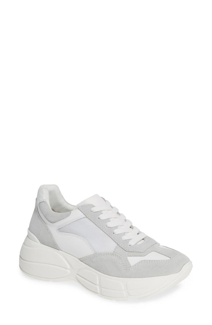 Women's Steve Madden Memory Platform Wedge Sneaker M - White