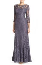Women's Adrianna Papell Illusion Yoke Lace Gown