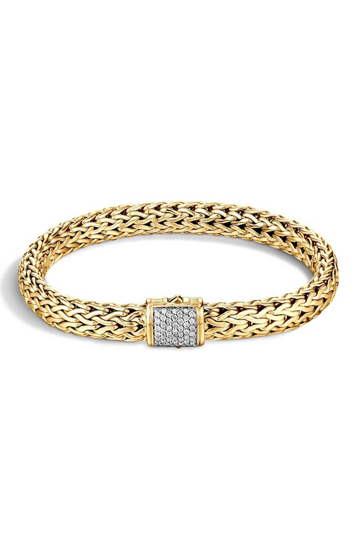 Women's John Hardy Classic Chain Diamond & 18k Gold Medium Bracelet