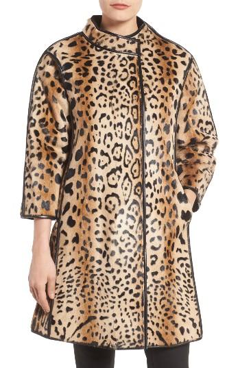 Women's Linda Richards Leopard Print Goat Fur Coat