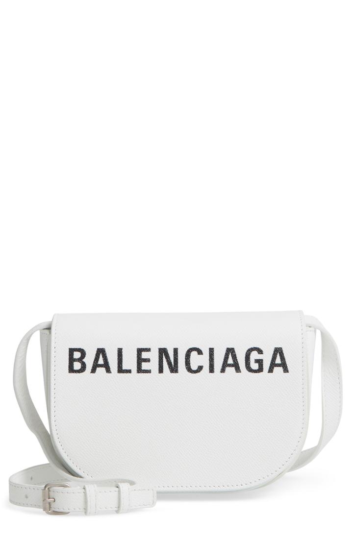 Balenciaga Extra Small Ville Calfskin Saddle Bag - White