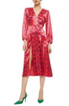 Women's Topshop Wispy Floral Print Midi Dress Us (fits Like 0) - Red