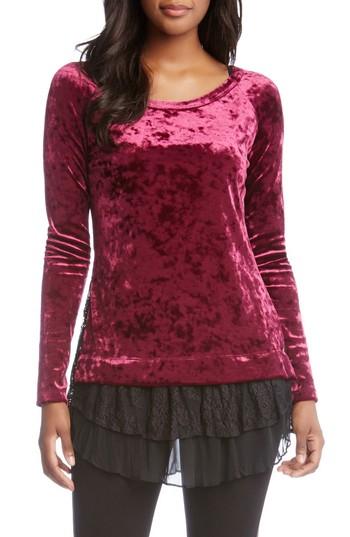 Women's Karen Kane Lace Hem Velvet Top