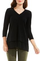 Petite Women's Two By Vince Camuto Mixed Media Tunic, Size P - Black