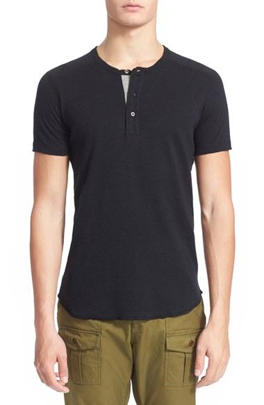 Men's Wings + Horns 'base' Short Sleeve Henley - Black