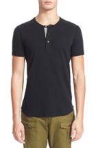 Men's Wings + Horns 'base' Short Sleeve Henley - Black