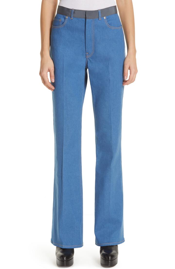 Women's Adeam Grosgrain Trim Boot-leg Jeans - Blue