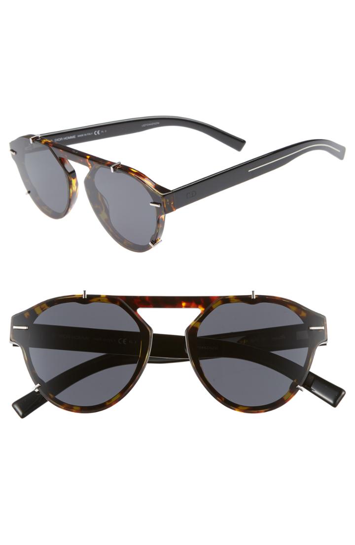 Men's Dior 62mm Round Sunglasses - Havana Black