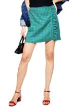 Women's Topshop Check Frill Miniskirt Us (fits Like 0) - Green
