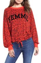 Women's Pam & Gela Leopard Crop Sweatshirt, Size - Red