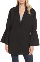 Women's Halogen Bell Sleeve Trench Coat - Black