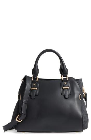 Sole Society Faux Leather & Flannel Satchel -