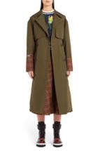 Women's Msgm Tartan Detail Trench Coat Us / 38 It - Green