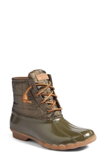 Women's Sperry 'saltwater' Waterproof Rain Boot M - Green