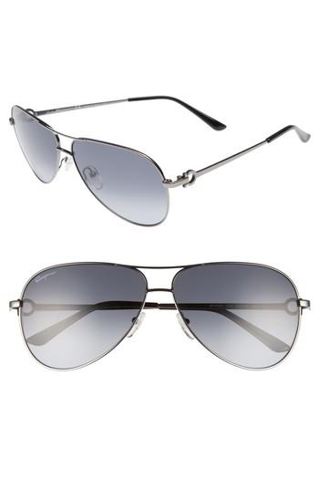 Men's Salvatore Ferragamo Gancio 62mm Aviator Sunglasses - Shiny Dark Gunmetal