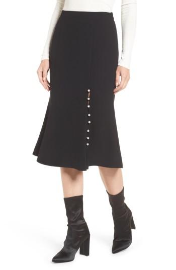 Women's J.o.a. Button Front Skirt - Black
