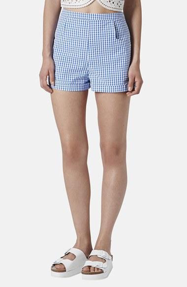 Topshop Gingham High Rise Shorts