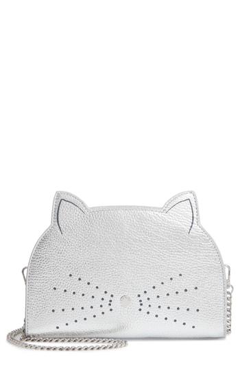 Ted Baker London Kirstie Cat Leather Crossbody Bag - Grey