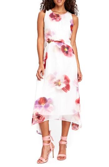 Women's Wallis Pansy Print Handkerchief Hem Dress Us / 8 Uk - Ivory