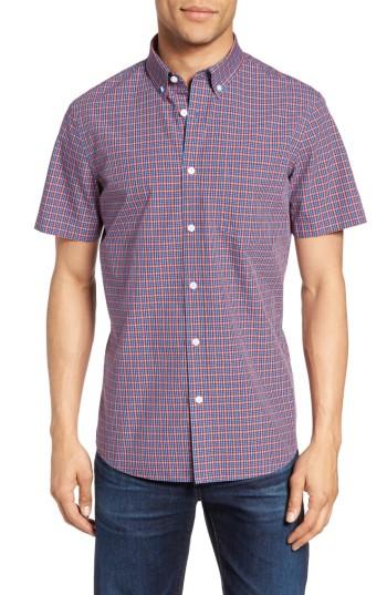 Men's Nordstrom Men's Shop Slim Fit Plaid Sport Shirt - Blue