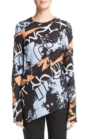 Women's Proenza Schouler Print Silk Georgette Asymmetrical Top