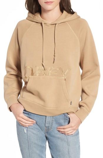 Women's Obey Parkside Hooded Pullover - Beige