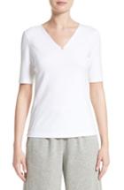 Women's Lafayette 148 New York Chain Detail Stretch Cotton Top, Size - White
