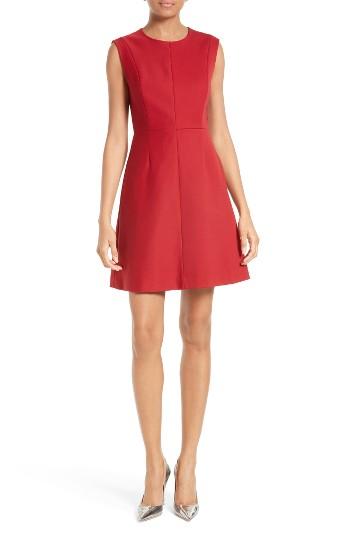 Women's Diane Von Furstenberg Satin Yoke Fit & Flare Dress - Red