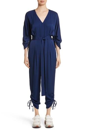 Women's Stella Mccartney Drawstring Cady Jumpsuit Us / 34 It - Blue