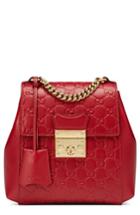 Gucci Gg Supreme Leather Padlock Backpack - Red