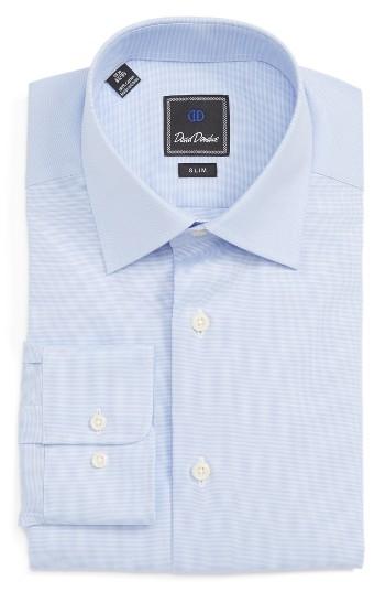 Men's David Donahue Slim Fit Solid Dress Shirt - 32/33 - Blue