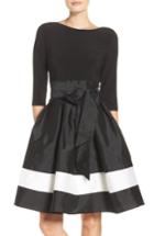 Women's Adrianna Papell Jersey & Colorblock Taffeta Fit & Flare Dress - Black
