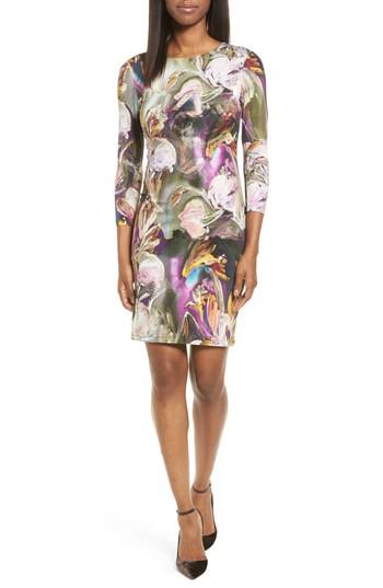 Petite Women's Karen Kane Painted Floral Sheath Dress P - Purple