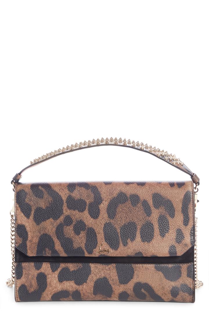 Christian Louboutin Loubiblues Leopard Print Calfskin Leather Clutch - Brown