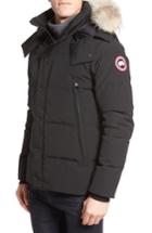 Men's Canada Goose Wyndham Slim Fit Genuine Coyote Fur Trim Down Jacket - Black