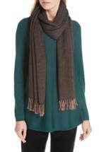 Women's Eileen Fisher Herringbone Cotton Knit Scarf, Size - Brown