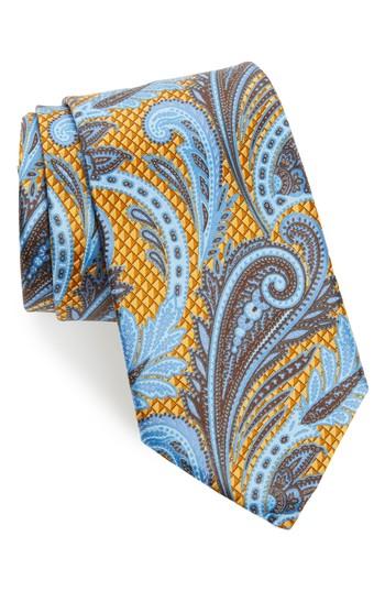 Men's Ermenegildo Zegna Paisley Floral Silk Tie, Size - Yellow