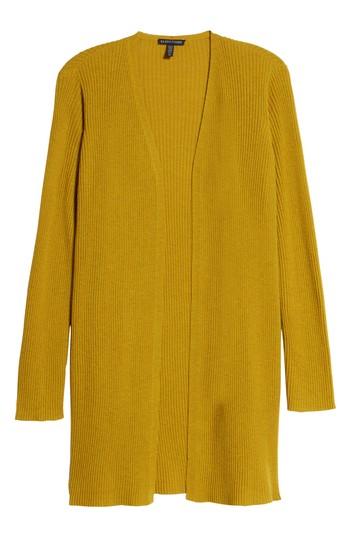 Petite Women's Eileen Fisher Long Wool Cardigan, Size P - Yellow
