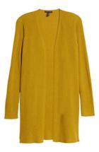 Petite Women's Eileen Fisher Long Wool Cardigan, Size P - Yellow