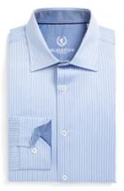 Men's Bugatchi Trim Fit Herringbone Dress Shirt - - Blue