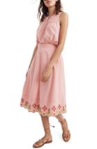 Women's Madewell Embroidered Gingham Circle Skirt - Pink