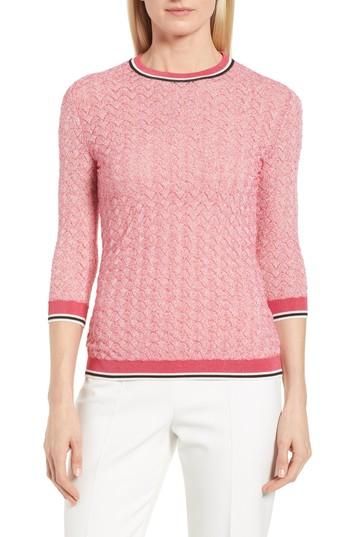 Women's Boss Basket Weave Sweater - Pink