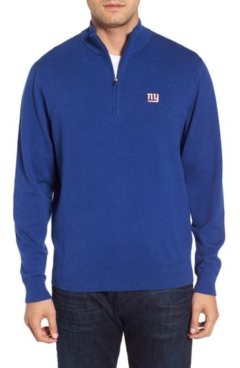 Men's Cutter & Buck New York Giants - Lakemont Regular Fit Quarter Zip Sweater - Blue