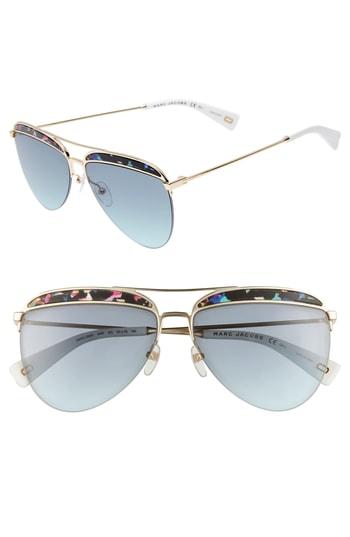 Women's Marc Jacobs 61mm Aviator Sunglasses - Turquoise/ Havana/ Black