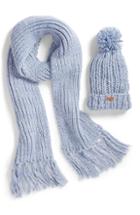 Women's Barbour Chunky Knit Hat & Scarf Set - Blue
