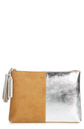 Loeffler Randall Tassel Metallic Leather & Suede Pouch -